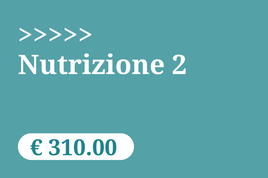 Grafica promozionale Vetacademy: sfondo verde con testo Nutrizione 2 310 euro.